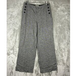 Hobbs London Women Grey Purple Salt Pepper Wide Leg Sailor Pants Size US 8 UK 12
